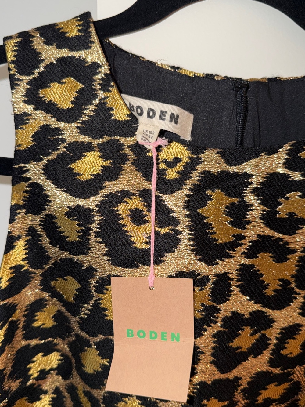 Boden Metallic Leopard Shift Dress, NWT, US 6R / UK 10R - Picture 2 of 3